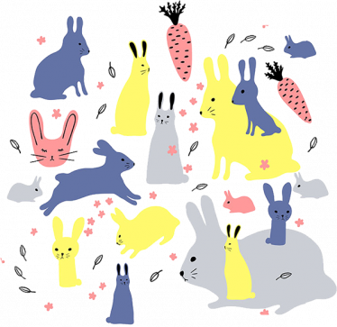 Zeichnung mehrerer Hasen